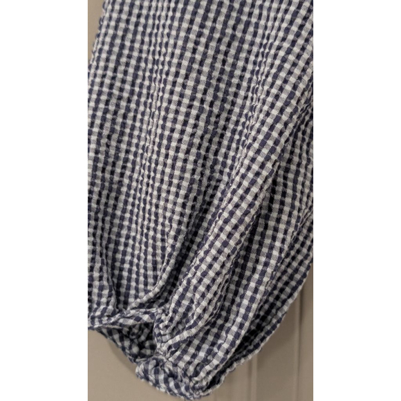 Women's ZARA Blue White Gingham Blouse S - Picture 3 of 9
